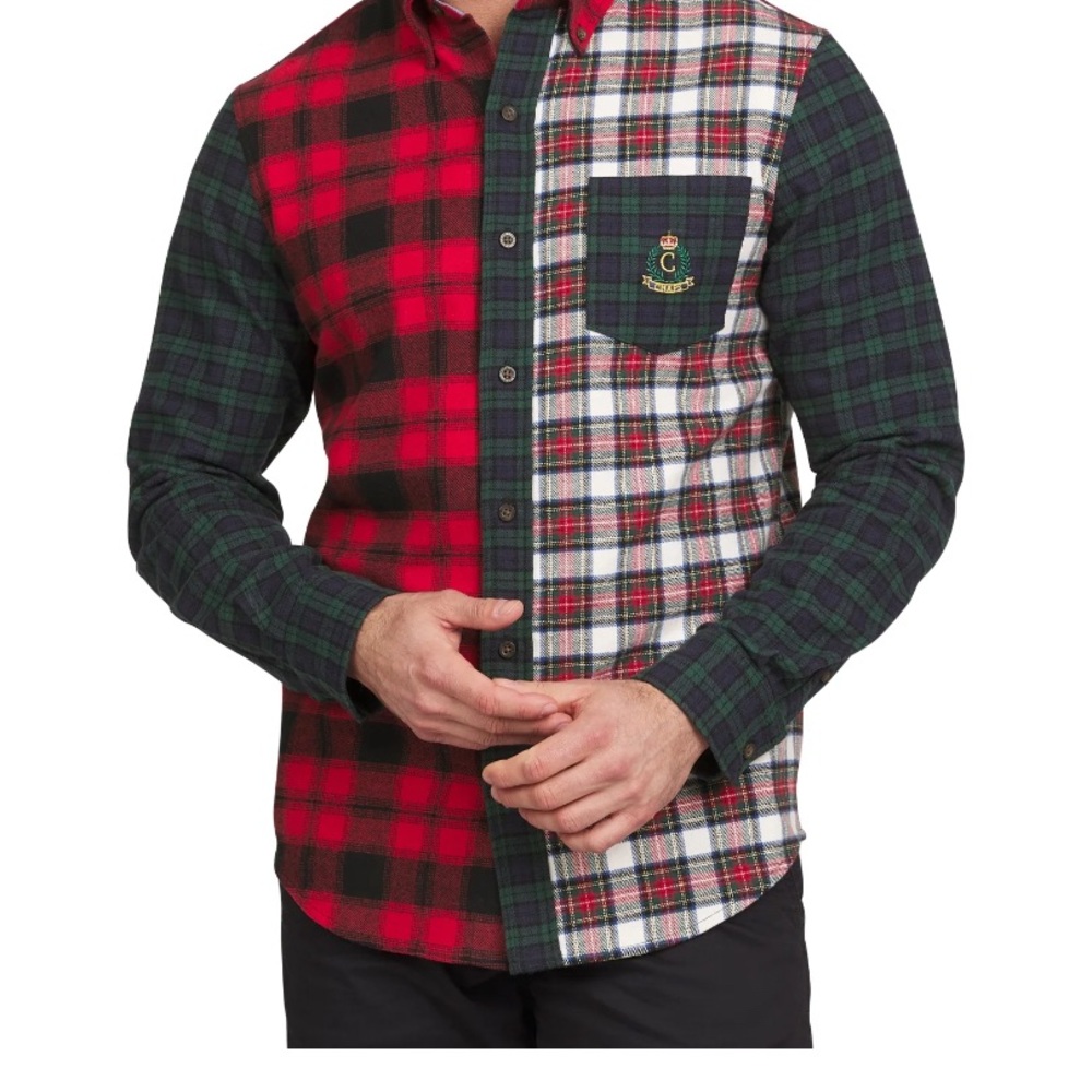 Chaps Men's & Big Men's Piece Flannel Plaid Button Down Long Sleeve Shirt ,
